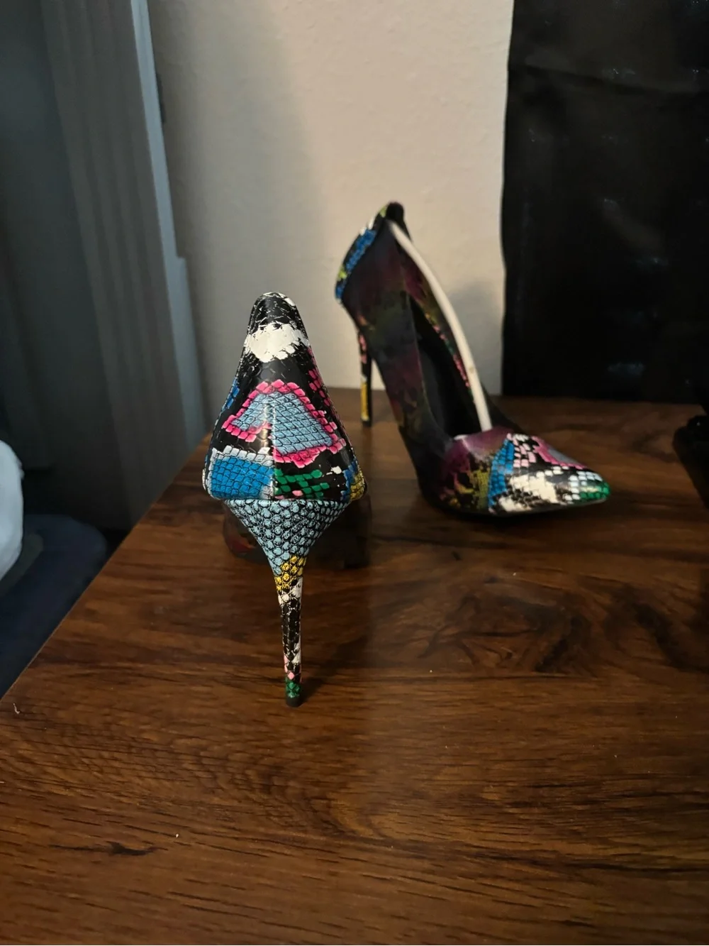 Cape Robbin Multicolor Snake-Print Pointed Toe Heels
